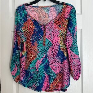 Lilly Pulitzer Multicolor Leaf Pattern Top